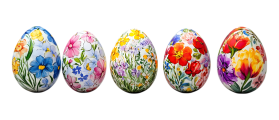 Pack Collection Vibrant Floral Easter Eggs Springtime Decoration Inspiration set against transparent background