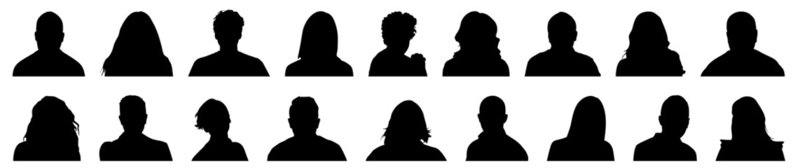Monochrome diverse faceless anonymous people characters avatar headshot portrait isolated set