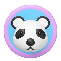 3d cute panda head in the circle label icon isolated. mascot, character, logo, cartoon style, 3d render illustration © sirawut