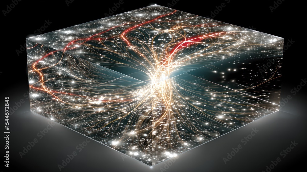 Poster the universe in a cube: a visualization of cosmic networks