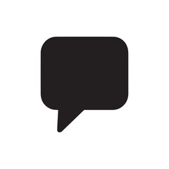 Naklejka premium This icon features a simple, solid black speech bubble with rounded corners, and a pointed tail at the bottom center, characteristic of a chat or comment symbol.