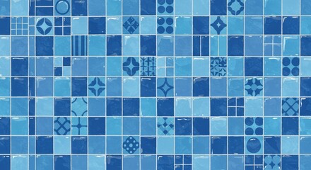 Fototapeta premium Stunning Blue Mosaic Tile Pattern Geometric Designs and Textures for Interior Design