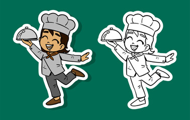 Cute Girl Chef Cartoon Character