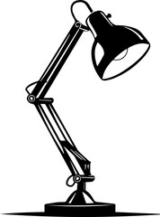 Minimalist Desk Lamp Vector Illustration Black and White