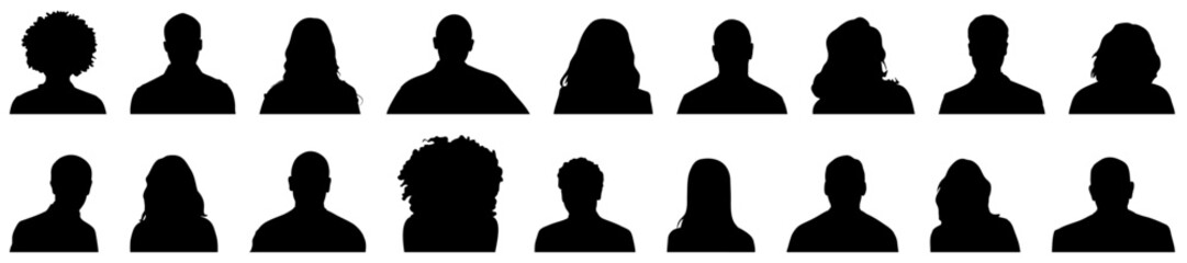 Monochrome diverse faceless anonymous people characters avatar headshot portrait isolated set