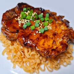Savory Culinary Delight: A close-up shot reveals a succulent dish with a perfect arrangement,...