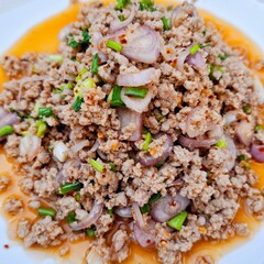 Delectable Culinary Delight: Close-up capture of a vibrant and aromatic dish featuring finely...