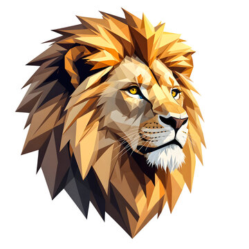 Majestic Lion Head with Geometric Mane