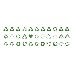 Fototapeta premium Collection of green recycling icons and symbols for environmentally conscious designs