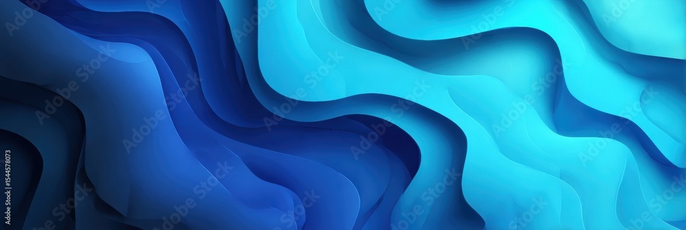 Poster dynamic abstract waves in gradient blue resemble nerve fibers creating a soothing visual experience
