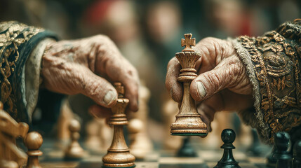 Two hands making chess moves in dramatic close-up during tense match