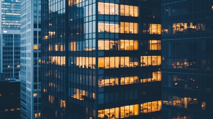 Illuminated Cityscape at Night