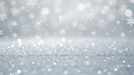 Fototapeta premium Silver abstract snow falling winter Christmas holiday background with sparkles and glitter