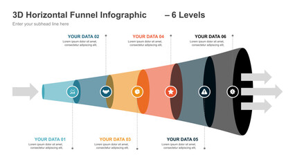 Horizontal Funnel Infographic with 5 Levels