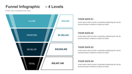 Horizontal Funnel Infographic with 5 Levels