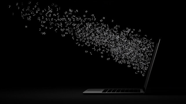 laptop with binary code