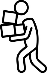 Simple Black Icon Person Carrying Boxes vector