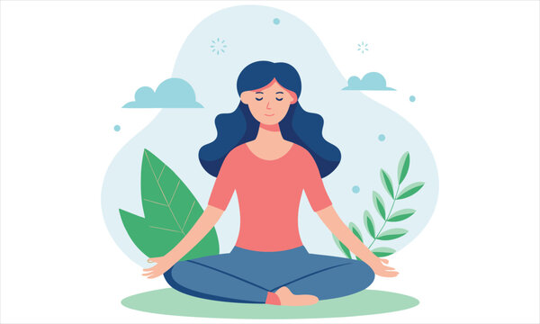 Woman meditating in a peaceful natural setting