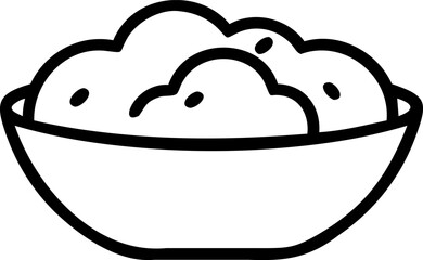Bowl of Lumpy White Substance Simple Line Art food