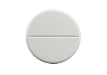 Isolated White Pill with Center Crease, Pharmaceutical Product