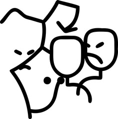 Black and White Cartoon Illustration of Clothing and Sad Faces