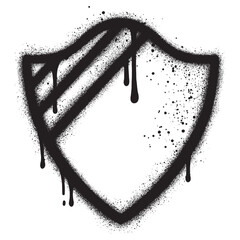 Security shield graffiti with black spray paint.vector illustration.