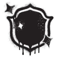 Security shield graffiti with black spray paint.vector illustration.