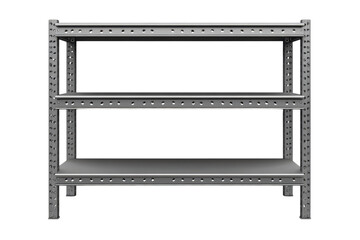 Streamlining your storage needs with a sturdy metal shelving unit ideal for organization and on transparent background