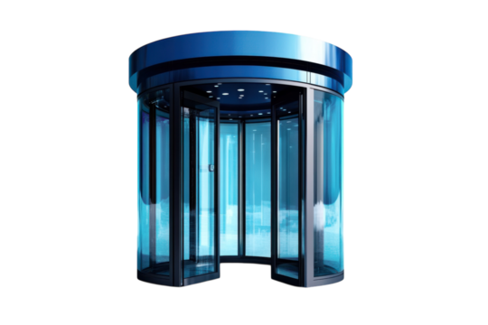 Stepping into tomorrow a futuristic revolving door beckons with seamless entry in ultramodern on transparent background - Powered by Adobe
