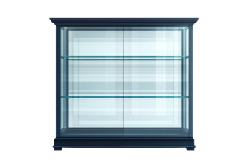 Showcase your treasured collectibles in this sleek glass display cabinet minimal design and on transparent background
