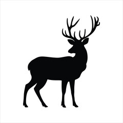 Minimalist Vector Silhouette of a Deer with Antlers