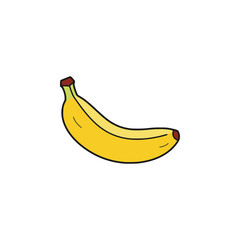 Yellow Banana Fruit Icon Flat Vector Design