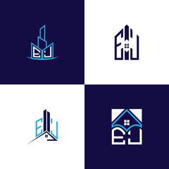 Fototapeta premium EJ Real Estate Lettermark Logo Design Set – Modern Architecture and Building Concepts