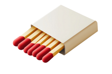 Lighting possibilities a box of crimson tipped matches rests ready to ignite inspiration on a on transparent background
