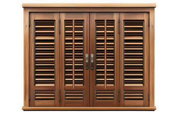 Inviting warm sunshine into your home through rustic wooden shuttered windows on a tranquil on transparent background