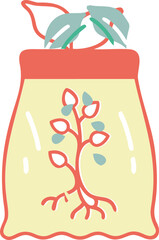 Pastel Plant Growing in Coral Bag Illustration vector
