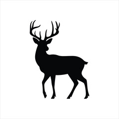 Minimalist Vector Silhouette of a Deer with Antlers