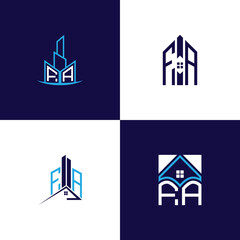 Fototapeta premium FA Real Estate Lettermark Logo Design Set – Modern Architecture and Building Concepts
