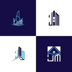 JM Real Estate Lettermark Logo Design Set – Modern Architecture and Building Concepts