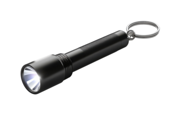 Illuminating darkness with a bright pocket flashlight ensuring safety and security during late on transparent background
