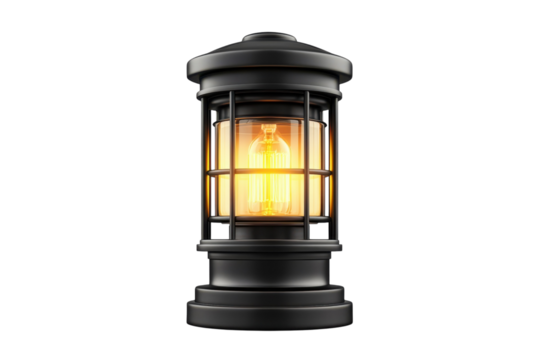 Glowing vintage lantern casting a warm and inviting light against a night evoking feelings of on transparent background