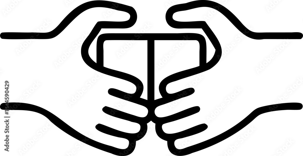 Poster two hands carefully holding a rectangular object rectangle