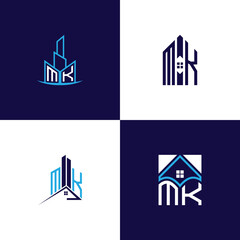 Fototapeta premium MK Real Estate Lettermark Logo Design Set – Modern Architecture and Building Concepts