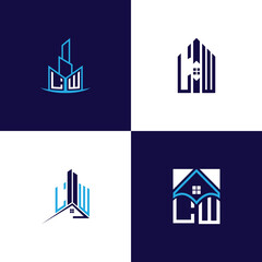 Fototapeta premium LW Real Estate Lettermark Logo Design Set – Modern Architecture and Building Concepts