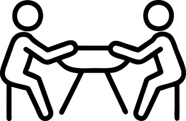 Two Simple Figures Sitting at a Table stick figures