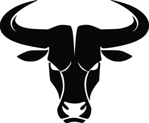 logo bull head buffalo cow abstract simple modern silhouette black logo icon design illustration isolated background