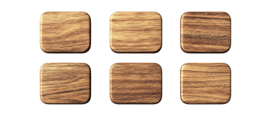Pack Collection Six Square Wooden Tiles Texture Background for Design Projects set against transparent background