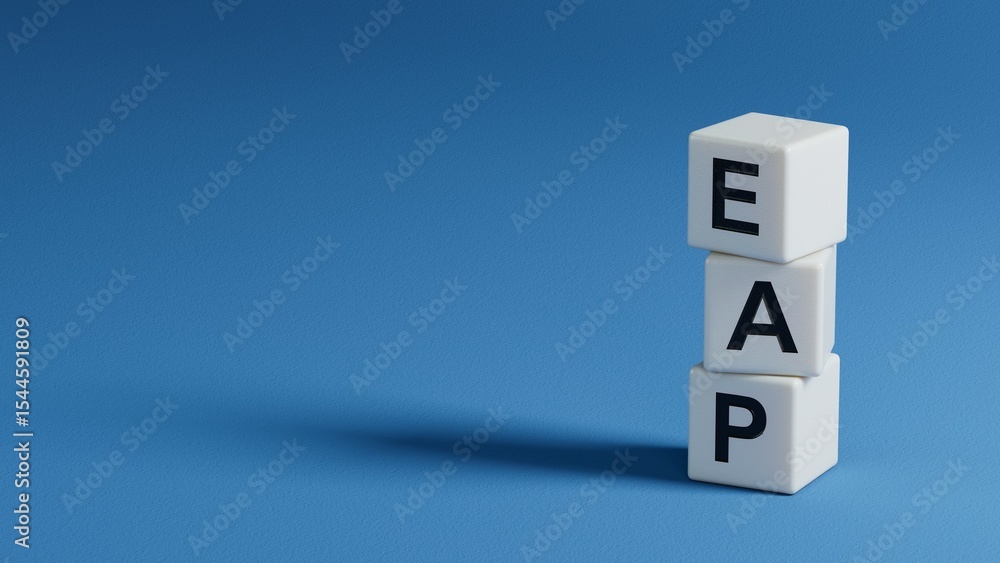 Aufkleber eap questions and answers on wooden elements.close up of wooden elements,business concept.3d renderi
