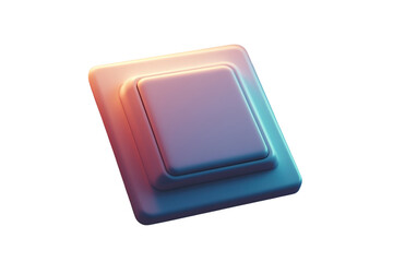 Captivating 3D rendered button hinting at innovation glowing with promise against pure black on transparent background