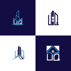 Fototapeta premium UQ Real Estate Lettermark Logo Design Set – Modern Architecture and Building Concepts